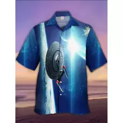 Camisas estampadas em 3D papagaio masculinas, camisas havaianas de praia, manga curta, moda casual, lapela de carreira - Wolf Magazine