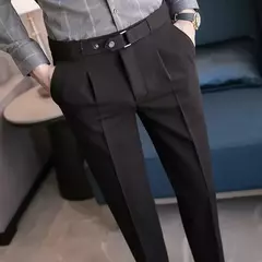 Calça de negócios justa masculina recortada, calça reta elástica, terno masculino de alfaiataria social, estiramento formal tressed, verão, 9 calças recortadas - comprar online