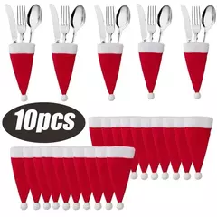 Feliz natal decoração 2023 natal talheres saco titular chapéu de natal garfo faca saco ornamento decoração de natal - comprar online