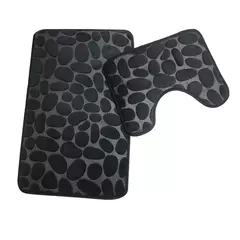 Jogo antiderrapante da esteira do banho do banheiro, Tapete De Cobblestone, Tapetes de chuveiro absorventes, Tampa do vaso sanitário, 2Pcs Set, 3 Pcs - Wolf Magazine