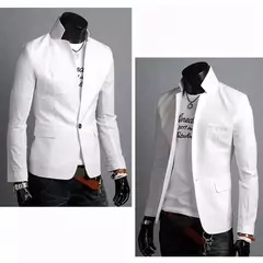 Masculino casual blazer primavera outono cor sólida lapela colarinho botão bolsos decoração terno de negócios topos festa de casamento outwear casaco - comprar online
