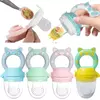 Alimentador de alimentos frescos para bebês recém-nascidos Porco bonito Alimentador de frutas Chupeta, Treinamento para comer, Bastão de moagem, Saco