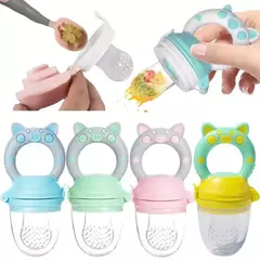 Alimentador de alimentos frescos para bebês recém-nascidos Porco bonito Alimentador de frutas Chupeta, Treinamento para comer, Bastão de moagem, Saco