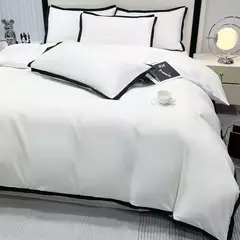 Imagem do Estilo simples conjuntos de cama ?????????? ????? lavado escovado Duvet Cover com fronha lençóis de luxo conjunto cama rainha/king size
