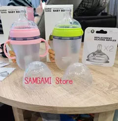 Imagem do Garrafa de silicone para crianças, BPA Free Feeding Bottle para crianças, Verde e rosa, 5 oz e 8 oz, 2 pacotes