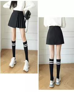 Mini saia plissada linha A de cintura alta feminina, saia curta feminina, moda coreana, fofa, botão, casual, primavera, verão, novo, 2022 - Wolf Magazine