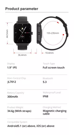 COLMI-P81 Ultra Smartwatch para Homens e Mulheres, Chamadas por Voz, Tela 1.9 ", Monitor de Saúde 24H, 100 Modos Esportivos, Smartwatch Bluetooth - comprar online