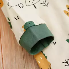 Macacão de algodão dinossauro dos desenhos animados para bebê recém-nascido, roupas de manga comprida, confortáveis e macias, meninos e meninas, 0-18, primavera e outono na internet