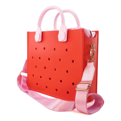 Imagem do Bolsa de ombro de borracha macia para as mulheres, colorida praia bolsa, encantos personalizados, moda shopping bag, estilo verão