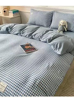 Conjunto de colcha de algodão lavada para dormitório estudantil, cama estilo japonês quadriculada outono e inverno, 4 unid na internet