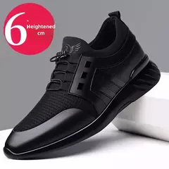 Sapatos esportivos casuais de verão respiráveis plus size sapatos masculinos de couro 6cm salto interno invisível aumentar sapatos 8cm - loja online
