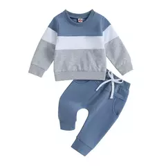 Conjunto de moletom e calças elásticas recém-nascido, Conjuntos de calças bebê menino, Roupas de 2 peças, Itens do bebê, Outono - loja online