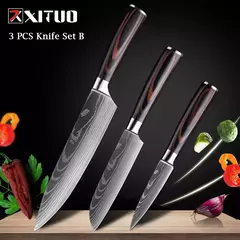 XITUO-Laser Damasco Padrão Facas de Cozinha Set, Faca Chef, Ultra-Sharp, Santoku, Cutelo, Corte, Utilidade, Fruta, 1-10pcs - loja online