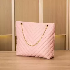 Imagem do Bolsa de ombro de corrente bordada casual para mulheres, padrão V, lingge, bolsa de compras portátil, nova moda