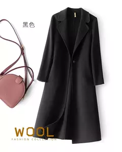 2023 elegante simples casaco feminino outono e inverno novo um botão pura lã reversível casaco de lã longo selvagem top das mulheres - Wolf Magazine
