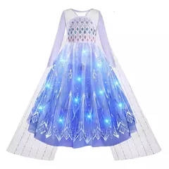 2024 halloween carnaval congelado menina princesa roupas clássicas fantasia cosplay vestido branco elsa led strip vestuário traje - loja online
