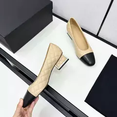 Sapatos de salto alto baixo de couro genuíno para mulheres, sapatos de noite casuais, moda feminina, alta qualidade
