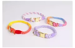 Coleira de cachorro arco-íris para animais de estimação, coleira para treinamento de caminhada com fivela de metal para cinto grande, médio e pequeno, coleira de algodão para cães - loja online