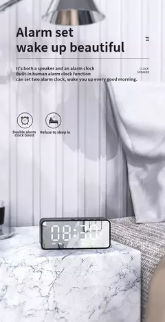 G50 alto-falante sem fio bluetooth com mini cartão fm espelho despertador tenda de áudio recebendo invite de voz k - Wolf Magazine