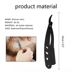 Lâmina de aço inoxidável dobrável para homens, navalha antiquada, raspador manual, raspador de rosto, barbeiro, corpo, faca de depilação facial, nova - loja online