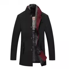 Casaco de lã quente grosso masculino, casacos casuais inteligentes, gola alta, cachecol destacável, moda Exterior, outono, inverno - Wolf Magazine