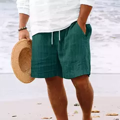 Shorts de praia com listras masculinas, moletom solto, shorts carga sólida, lazer selvagem, moda verão, novo