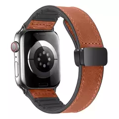 Pulseira magnética para iWatch Series 9, pulseira de couro e silicone para Apple Watch Band, Ultra 2, 49mm, 44mm, 45mm, 41mm, 40mm, 38mm, 42mm, 8, 7, SE, 6 - comprar online