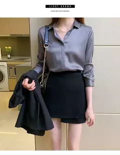 Primavera e Verão das Mulheres Manga Longa Commuter Profissional Sólida Chiffon Camisa Mulheres Tops Blusa Mulheres Camisas De Mujer C348 - Wolf Magazine