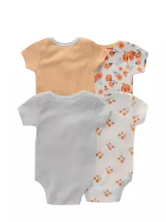 Imagem do Recém-nascido manga curta em torno do pescoço macacão, onesies para bebês meninos e meninas, desenhos animados flores animais impressão, roupas infantis, 4pcs