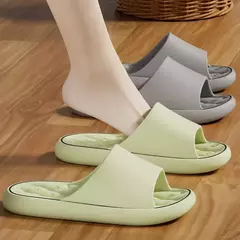 Plataforma grossa banheiro casa chinelos moda feminina sola macia eva slides interiores mulher sandálias 2024 verão antiderrapante flip flops - comprar online