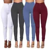 Perneiras femininas de cintura alta, jeans stretch, calça lápis rosa, 2024