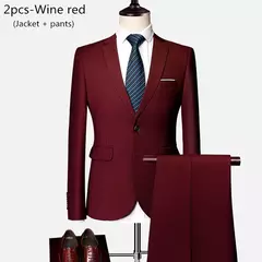 Terno de casamento fino com três peças para homens, conjuntos monocromáticos de negócios e escritório, blazer grande, calça e colete, moda luxo