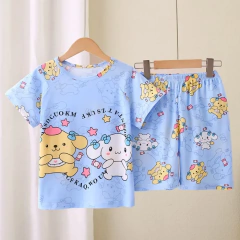 Imagem do Novo verão crianças pijamas conjunto de 2 peças roupas de ar condicionado para meninos meninas bebê manga curta roupas para casa na moda