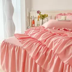 Microfibra cama Duvet Cover Set, Ruffle Duvet Cover, Rainha Gêmea, 100% Lavado, gasto Chic Farmhouse Pillow Shams, 3Pcs na internet
