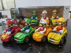 Original super mario karting modelo brinquedos mario bros 4 pçs/set anime figura de ação slide carro ornamentos crianças presentes aniversário - comprar online