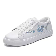 Tênis de corrida respirável para mulheres, flor bordada, tênis casual com renda, branco, nova moda, primavera e outono, 2024 - comprar online