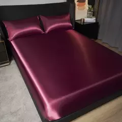 Elegante cetim equipado lençol, folha equipada, luxuoso Universal King e Queen Size, 35cm de altura, adiciona opção para sua decoração do quarto na internet