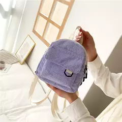 Mini mochila feminina, mochila escolar de veludo simples pequena, grande capacidade, mochila feminina durável, monocromática, casual, viajando, moda - Wolf Magazine