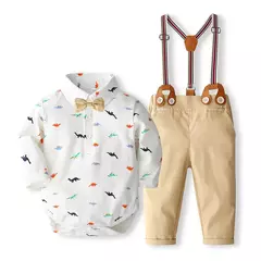 Conjunto formal de roupas cavalheiras para o bebê infantil macacão sólido, traje de primeiro aniversário do menino, roupas infantis de algodão infantil, 0-24 meses - comprar online