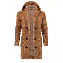 Cardigan de malha com capuz longo masculino, casaco comprido, Europa e Estados Unidos na internet