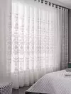 Sheer bordados Floral Cortinas Voile para sala e quarto, cortinas brancas