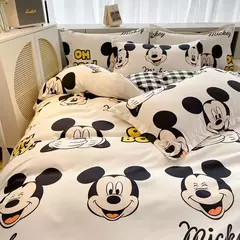 Disney Stitch Cotton Bedding Set for Children, Quilt Cover, Fronha de linho, Lençol, Decoração do quarto, 3 Piece Set, 4 pcs - Wolf Magazine