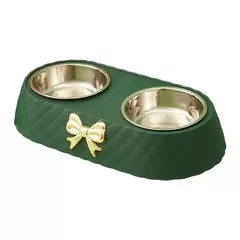 Suprimentos para animais de estimação gravata borboleta bowknot gatos tigela de comida pp base tigela de cão de aço inoxidável duplo acessórios para animais de estimação alimentação beber tigela dupla - loja online