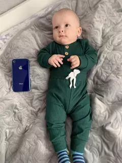 Conjunto de roupas para bebê recém-nascido menino e menina, feito de algodão, com nervuras, manga longa, bodysuit e calça, cor sólida - comprar online