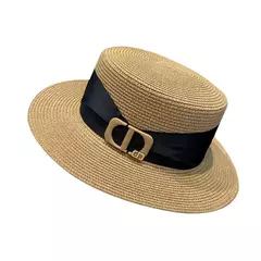 Imagem do Chapéu de palha feminino casual achatado, chapéu Panamá Beach, chapéu feminino elegante, outing, verão