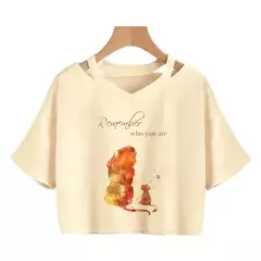 Disney o rei leão colheita topo t camisa recortada harajuku camiseta hakuna matata tshirt feminino topo t roupas femininas