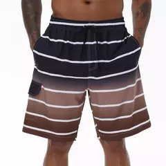 Calção de banho masculino, calção de natação, secagem rápida, calção de praia com bolsos com zíper, forro de malha na internet