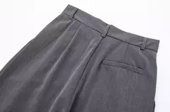 TRAF-Calça de perna larga feminina com bolsos frontais, vintage, cintura alta, mosca com zíper, calça feminina, moda - loja online