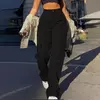 Calça feminina básica de fivela, calça de paraquedas, perna reta sólida, bolsos grandes, moletom Y2K folheado com tudo o que combina, roupa de rua chique