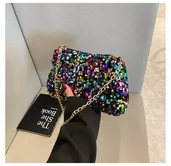 Lantejoulas crossbody saco de corrente simples ins cor sólida lantejoulas bolsa de ombro axilas bolsa de telefone noite sacos de embreagem bolsa - loja online